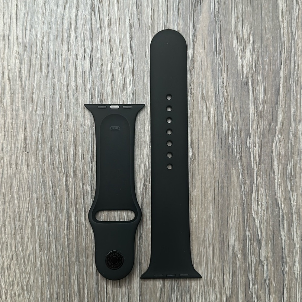COPY - HERMES APPLE WATCH Black Silicon 45mm M/L Sport Band